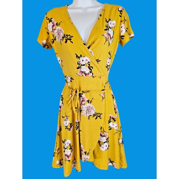 J for Justify Women's Yellow Floral Midi Dress Size M - Picture 1 of 7